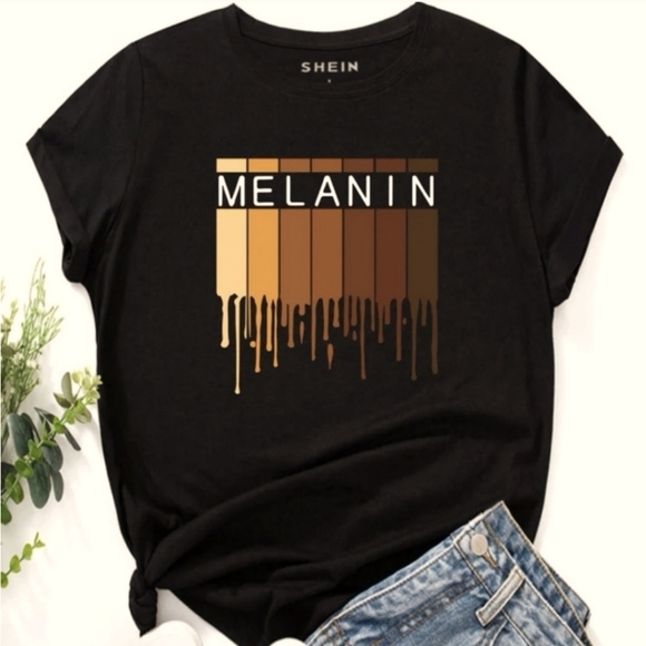 SHEIN Tops - Women’s Black MELANIN T-shirt